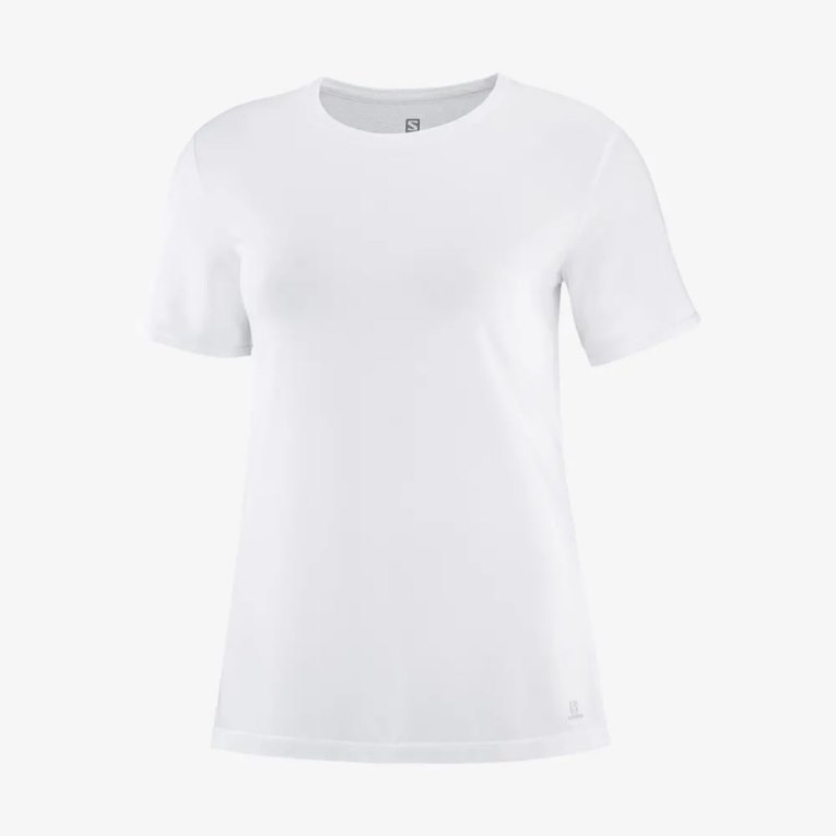 Camiseta Salomon Essential Tencel Corta Sleeve Mujer Blancos | MX PEKY329